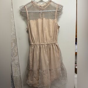 Crystal Doll Beige and Black Polka Dot Dress